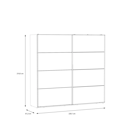 Szafa przesuwna z lustrem 220 cm Świerk Alpejski/Czarny